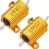 uxcell 2 Pcs Aluminum Case Resistor 10W 6 Ohm Wirewound for LED Converter with Rod Post 10W6RJ